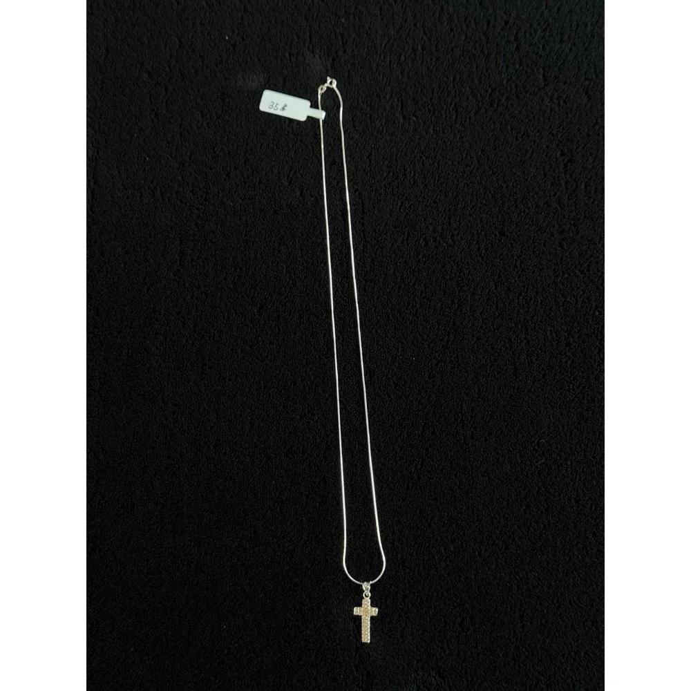 Collar finito Con Dije De Cruz Brillante De Plata 925 - 21 Inch
